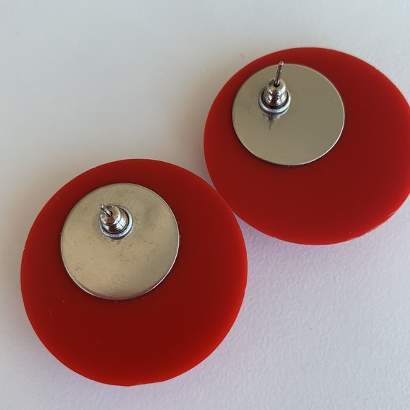 Large Red Earrings- Vintage - Picture 5 of 5